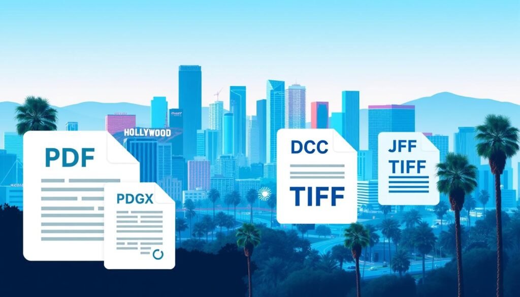 Document conversion Los Angeles showcasing file formats